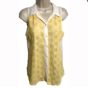 Lucky Brand eyelets knit Top blouse Medium Yellow